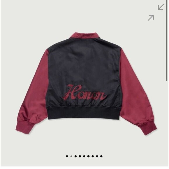 Honor The Gift Stadium Jacket Women’s NEW XS Varsity Nwts Black Maroon 1B - Picture 1 of 15